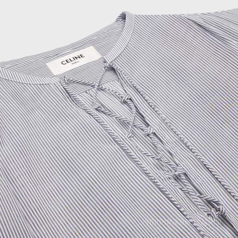 ROMY条纹棉质巴厘纱衬衫 白色/乌木色-01FO