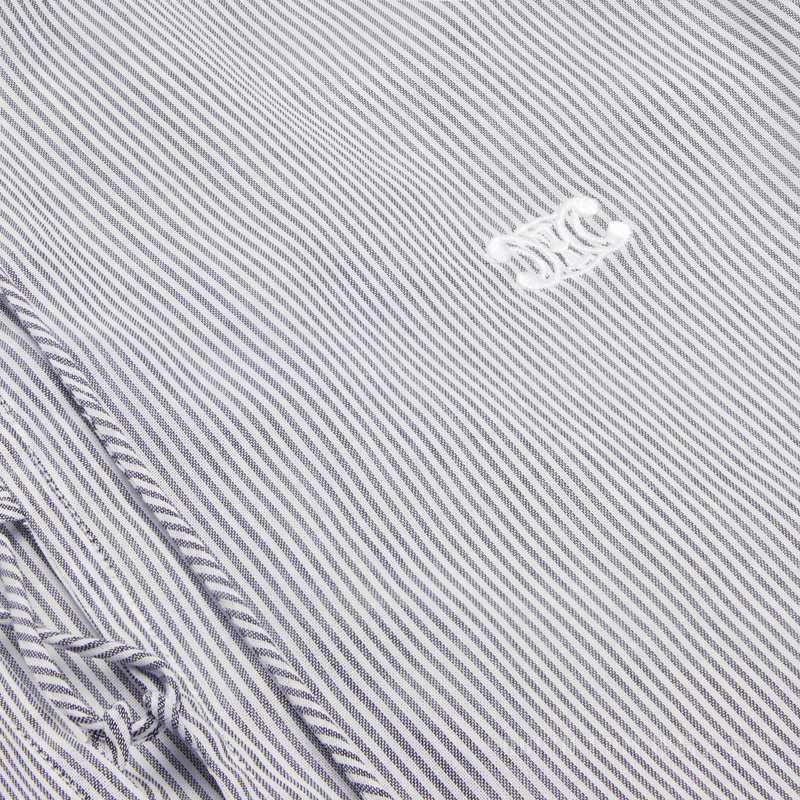 ROMY条纹棉质巴厘纱衬衫 白色/乌木色-01FO