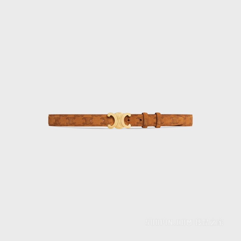 TRIOMPHE中号TRIOMPHE牛皮绒面革腰带 山核桃色-18PE