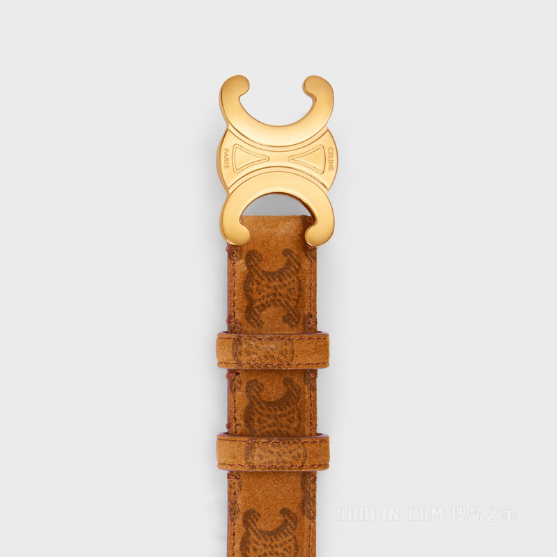 TRIOMPHE中号TRIOMPHE牛皮绒面革腰带 山核桃色-18PE