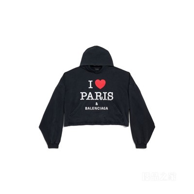 I LOVE PARIS & BALENCIAGA HOODIE短款廓形连帽卫衣