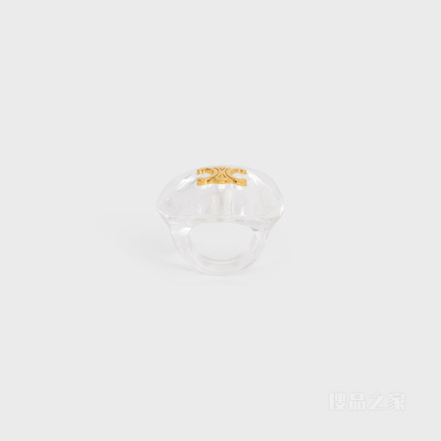 GLAÇON树脂玻璃和金色饰面黄铜戒指 金色-35OR