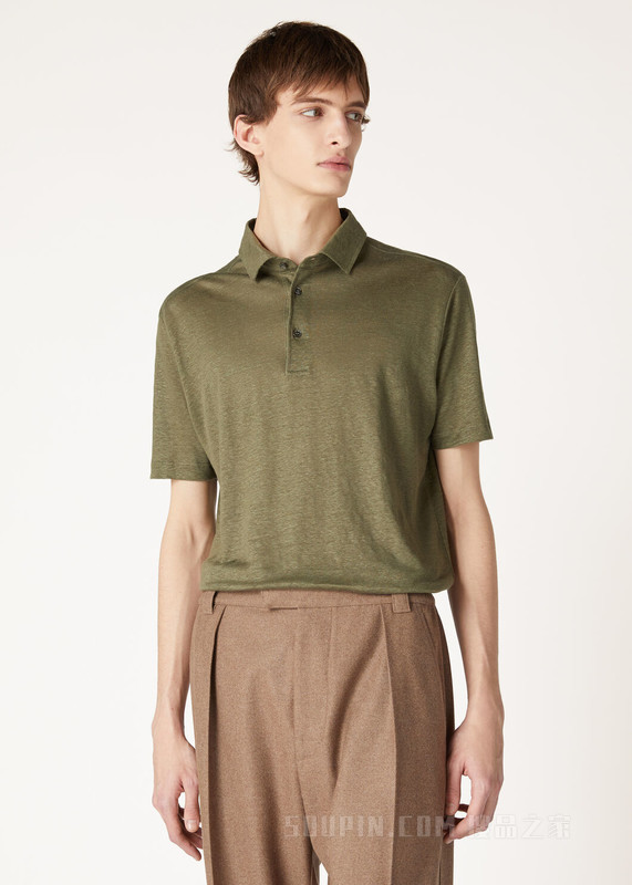 男士 Polo 衫 亚麻