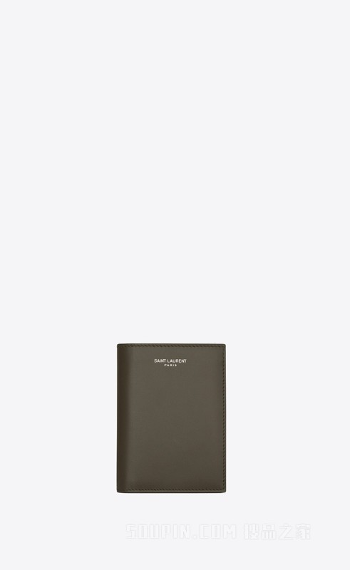 SAINT LAURENT PARIS光滑皮革信用卡钱包