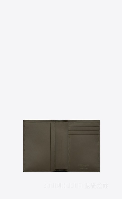 SAINT LAURENT PARIS光滑皮革信用卡钱包