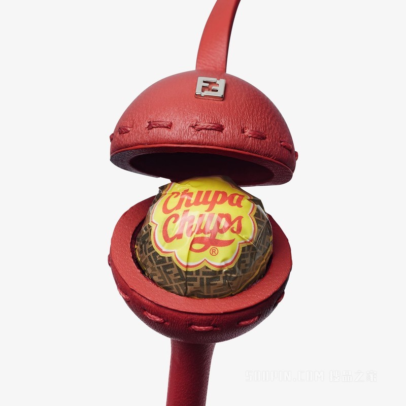 棒棒糖支架吊饰 FENDI x Chupa Chups®酒红色皮革吊饰