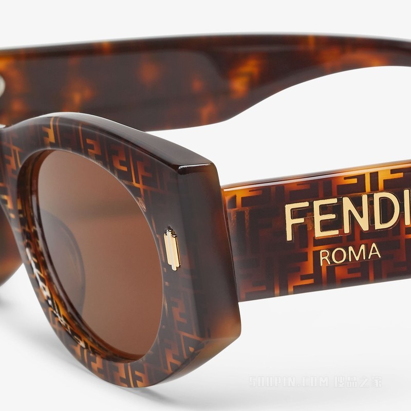 FENDI Roma 低横梁设计雪茄棕醋酸纤维太阳镜