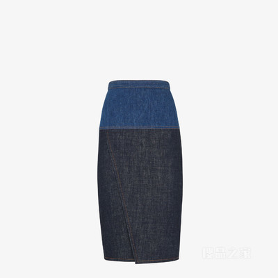 牛仔半身裙 蓝色双色牛仔布半身裙