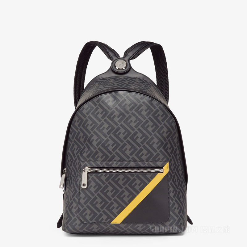 FENDI Diagonal FENDI Chiodo中号手袋 黑色FF帆布背包