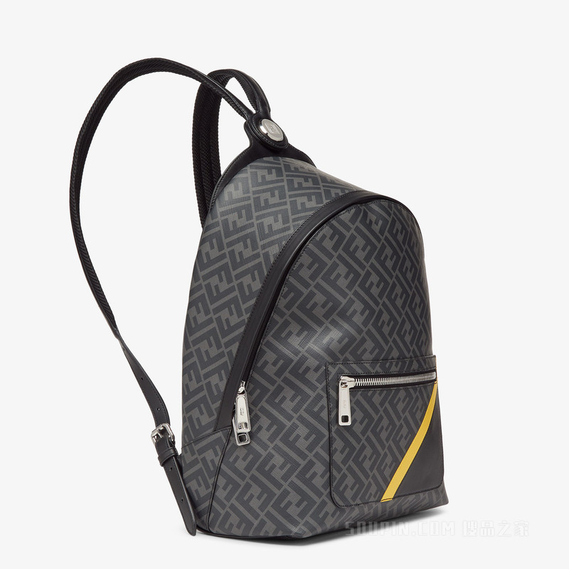 FENDI Diagonal FENDI Chiodo中号手袋 黑色FF帆布背包