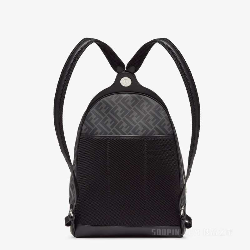 FENDI Diagonal FENDI Chiodo中号手袋 黑色FF帆布背包