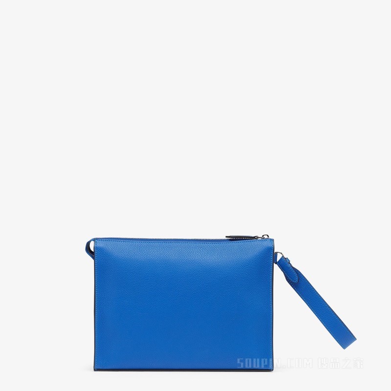 FENDI Roma皮革扁平手拿包 蓝色皮革钥匙包