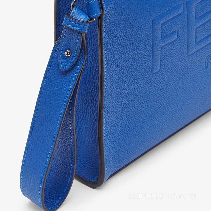 FENDI Roma皮革扁平手拿包 蓝色皮革钥匙包