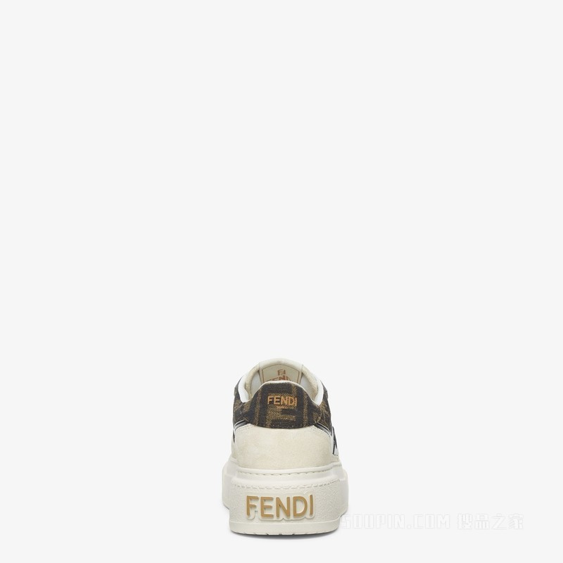 FENDI Match 白色麂皮帆布厚底低帮鞋