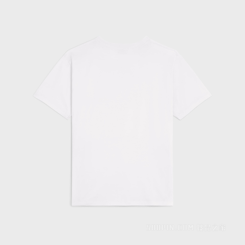 棉质平纹针织宽松T恤 水洗海军蓝/米白色-CAE2