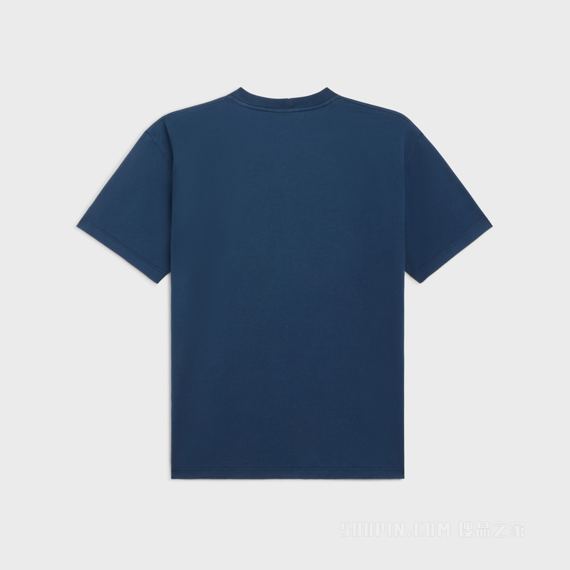 棉质平纹针织宽松T恤 水洗海军蓝/米白色-CAE2