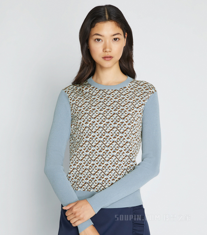 T Monogram 针织衫 灰色多彩 T Monogram 图案