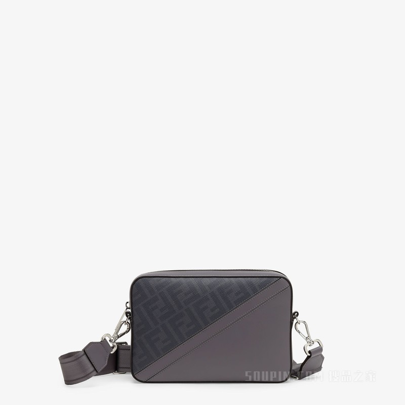 FENDI Diagonal相机包 灰色FF帆布手袋