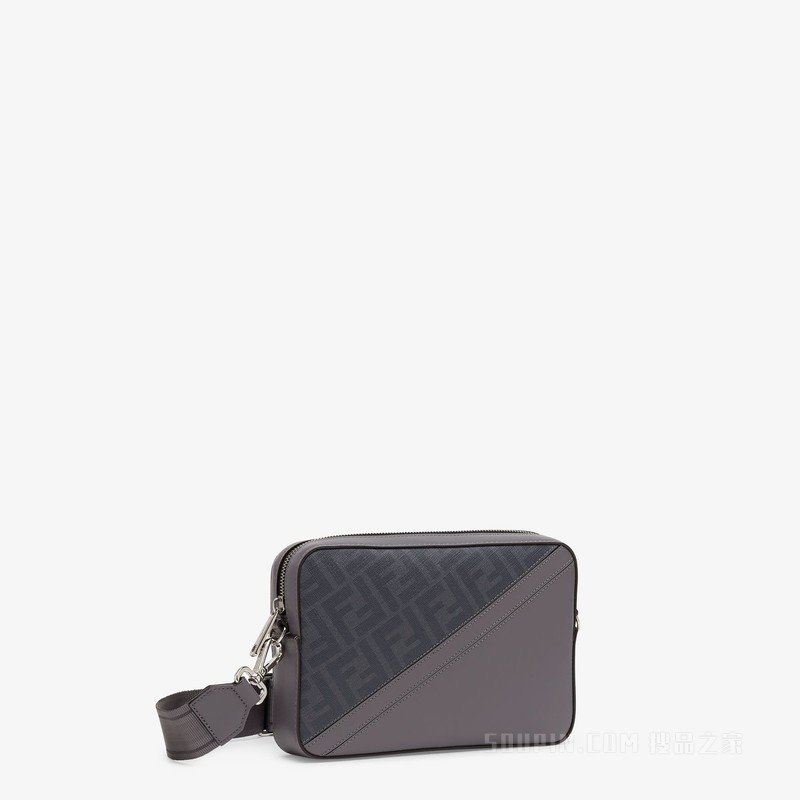 FENDI Diagonal相机包 灰色FF帆布手袋