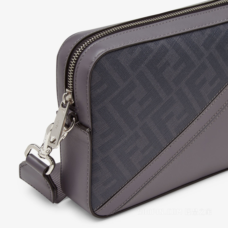 FENDI Diagonal相机包 灰色FF帆布手袋