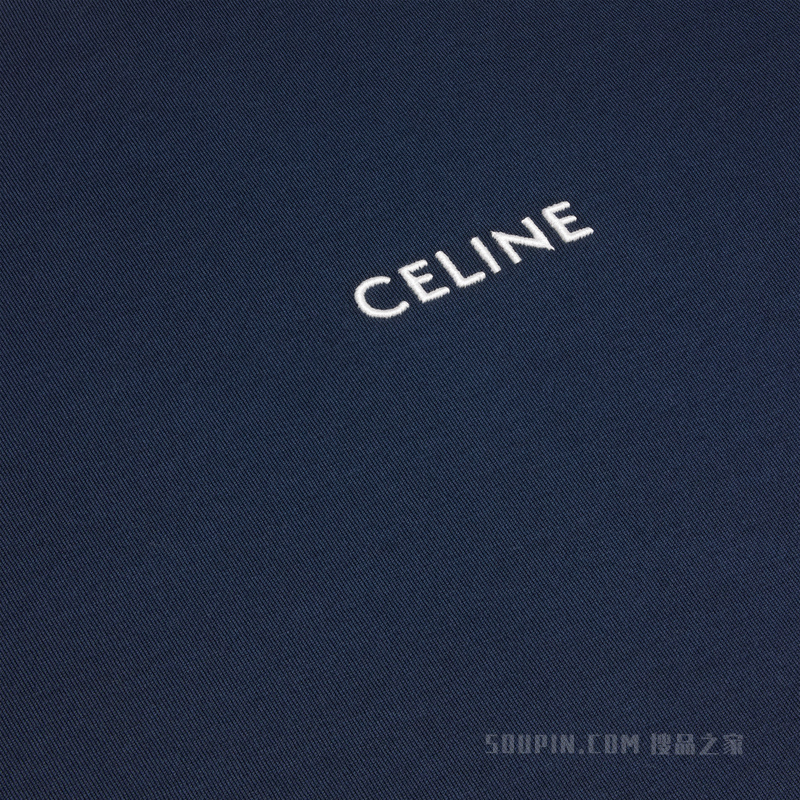 CELINE棉质平纹针织常规版型T恤 深海军蓝/奶油色-07HC