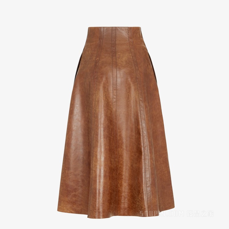 半身裙 棕色皮革半身裙