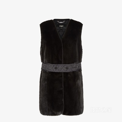 背心 黑色貂毛背心