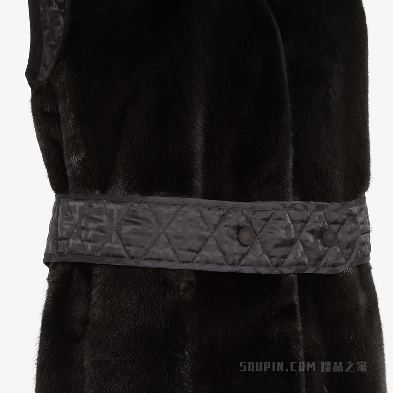 背心 黑色貂毛背心