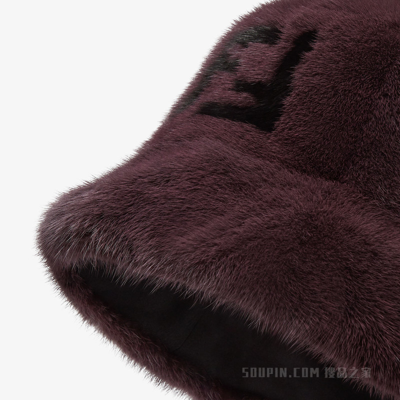 帽子 深紫色貂皮渔夫帽