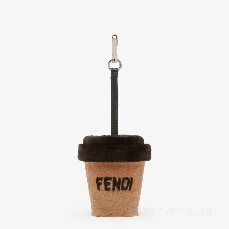 FENDI Cup吊饰 米色貂毛皮草吊饰