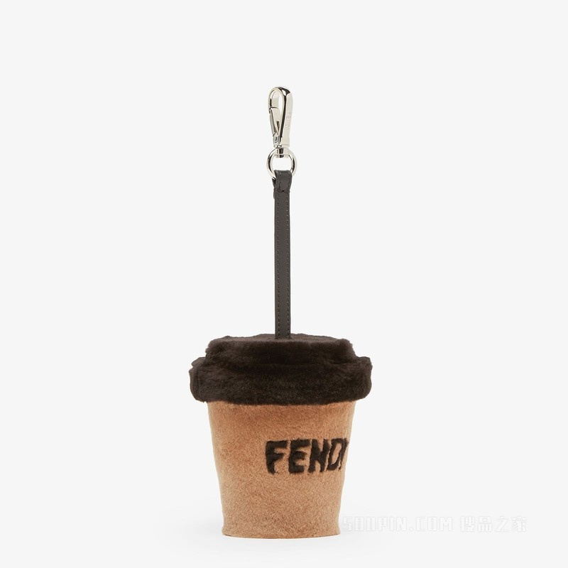 FENDI Cup吊饰 米色貂毛皮草吊饰