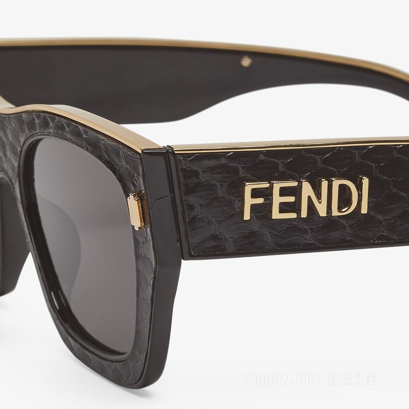 FENDI Roma限量版 黑色水蛇皮太阳镜