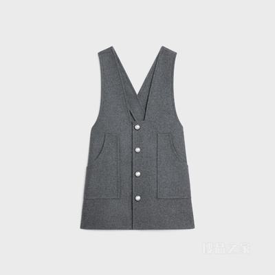 羊毛织物迷你束腰连衣裙 中灰色-09GM