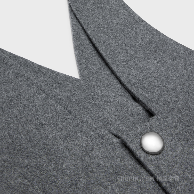 羊毛织物迷你束腰连衣裙 中灰色-09GM