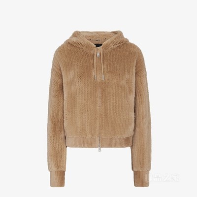夹克 浅棕色针织貂毛夹克
