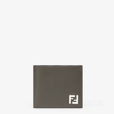 FF双折皮夹 棕色FF帆布和绿色皮革紧凑型双折皮夹