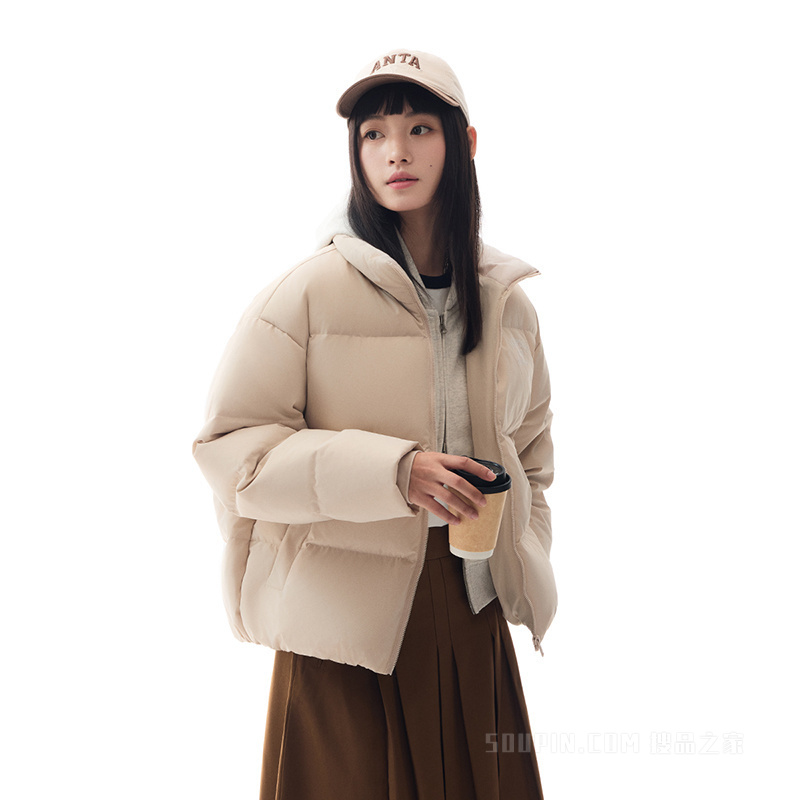 安踏防泼水女子羽绒服冬季保暖短款面包服