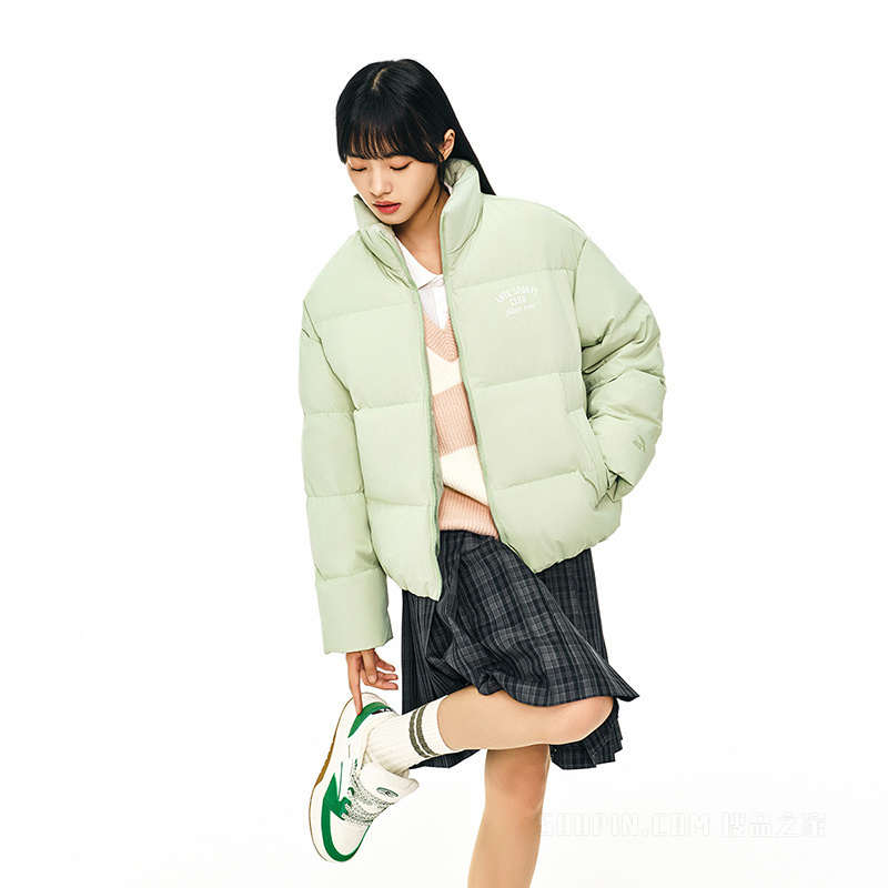 安踏防泼水女子羽绒服冬季保暖短款面包服
