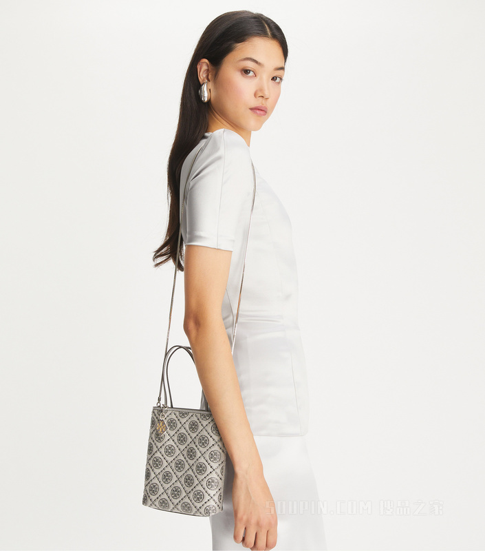 T Monogram 装饰迷你托特包 灰色