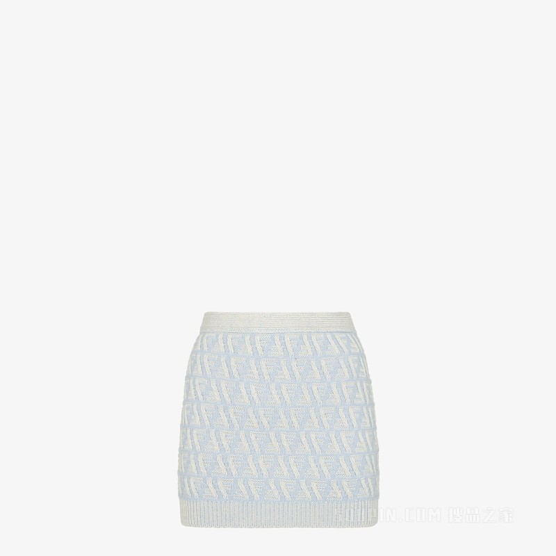 半身裙 浅蓝色FF羊绒和羊毛迷你裙