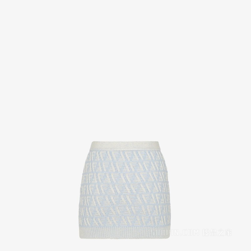 半身裙 浅蓝色FF羊绒和羊毛迷你裙