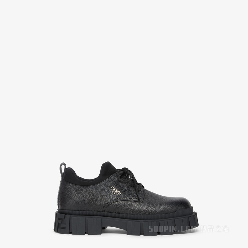FENDI Force系带鞋 黑色皮革系带鞋