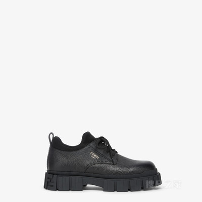 FENDI Force系带鞋 黑色皮革系带鞋