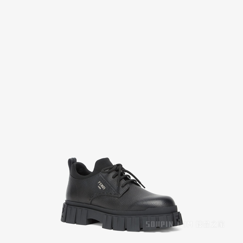 FENDI Force系带鞋 黑色皮革系带鞋