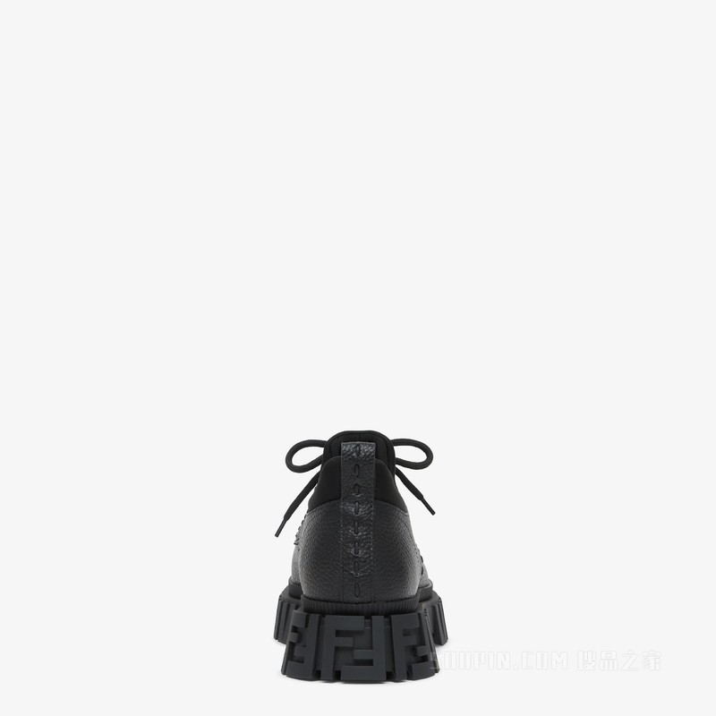 FENDI Force系带鞋 黑色皮革系带鞋