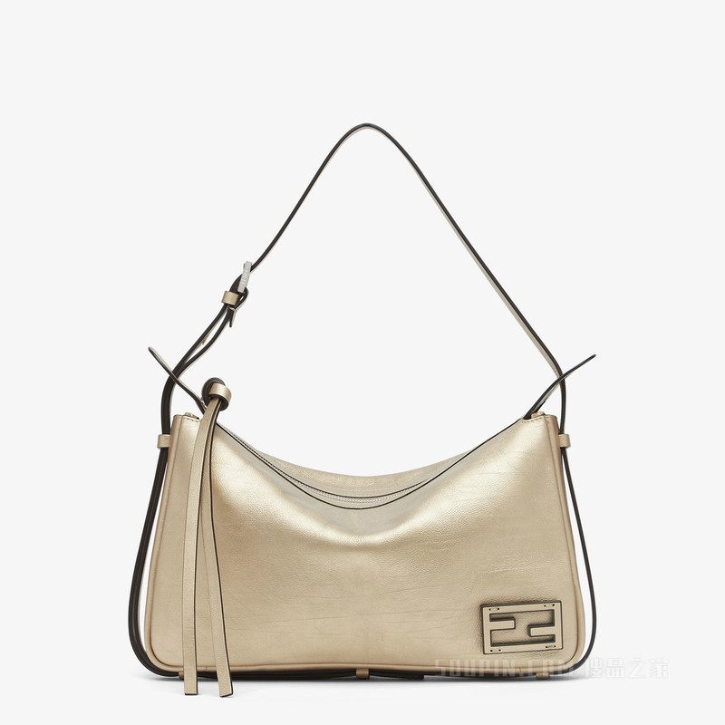 Simply FENDI中号手袋 香槟色金属感皮革手袋