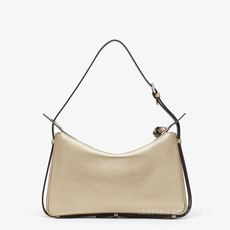 Simply FENDI中号手袋 香槟色金属感皮革手袋