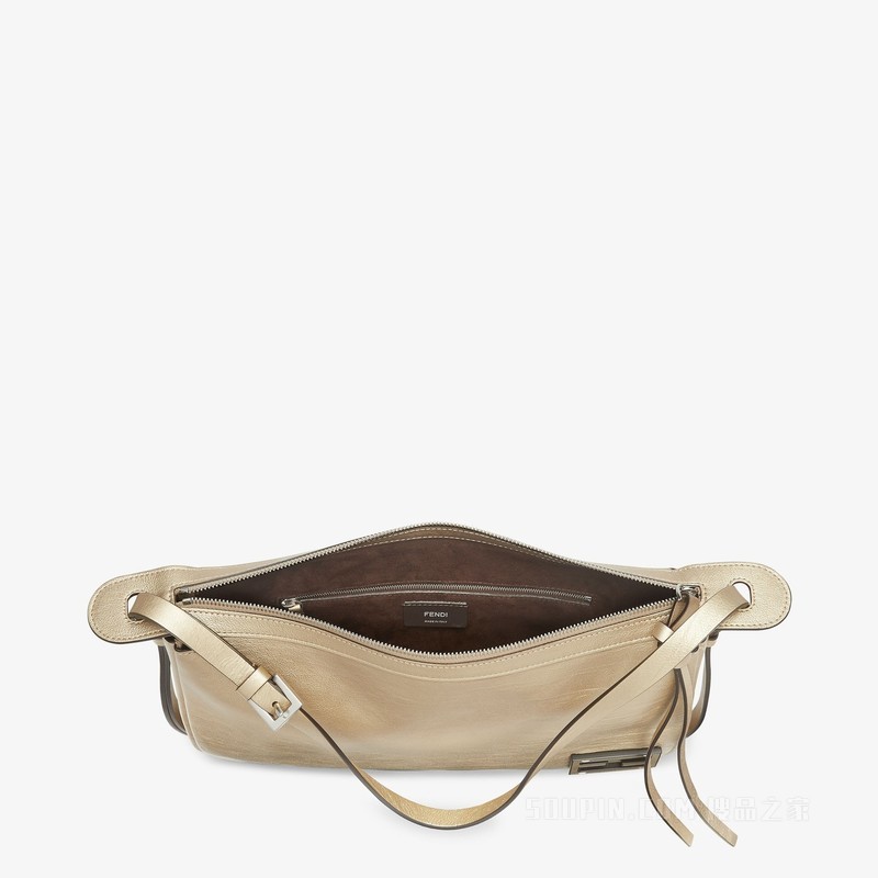 Simply FENDI中号手袋 香槟色金属感皮革手袋