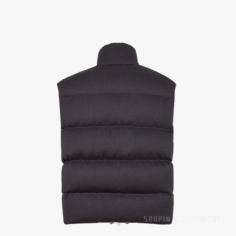 背心 黑色羊毛斜纹背心