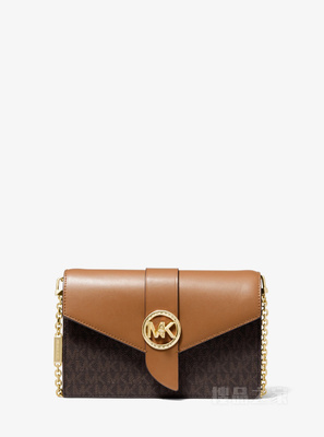 MK Charm 中号老花皮质斜挎包